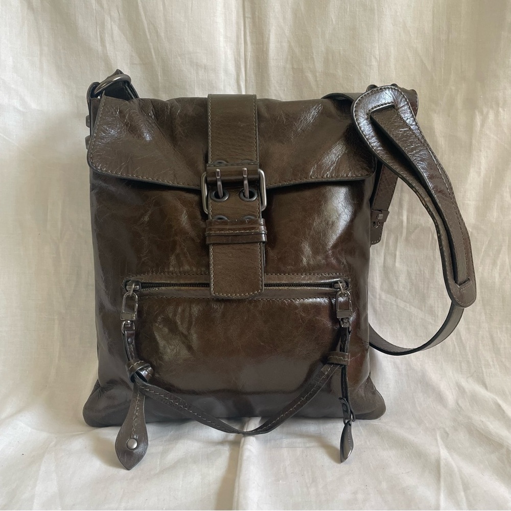 Francesco Biasia Vintage Brown Aniline Genuine Leather Crossbody Bag